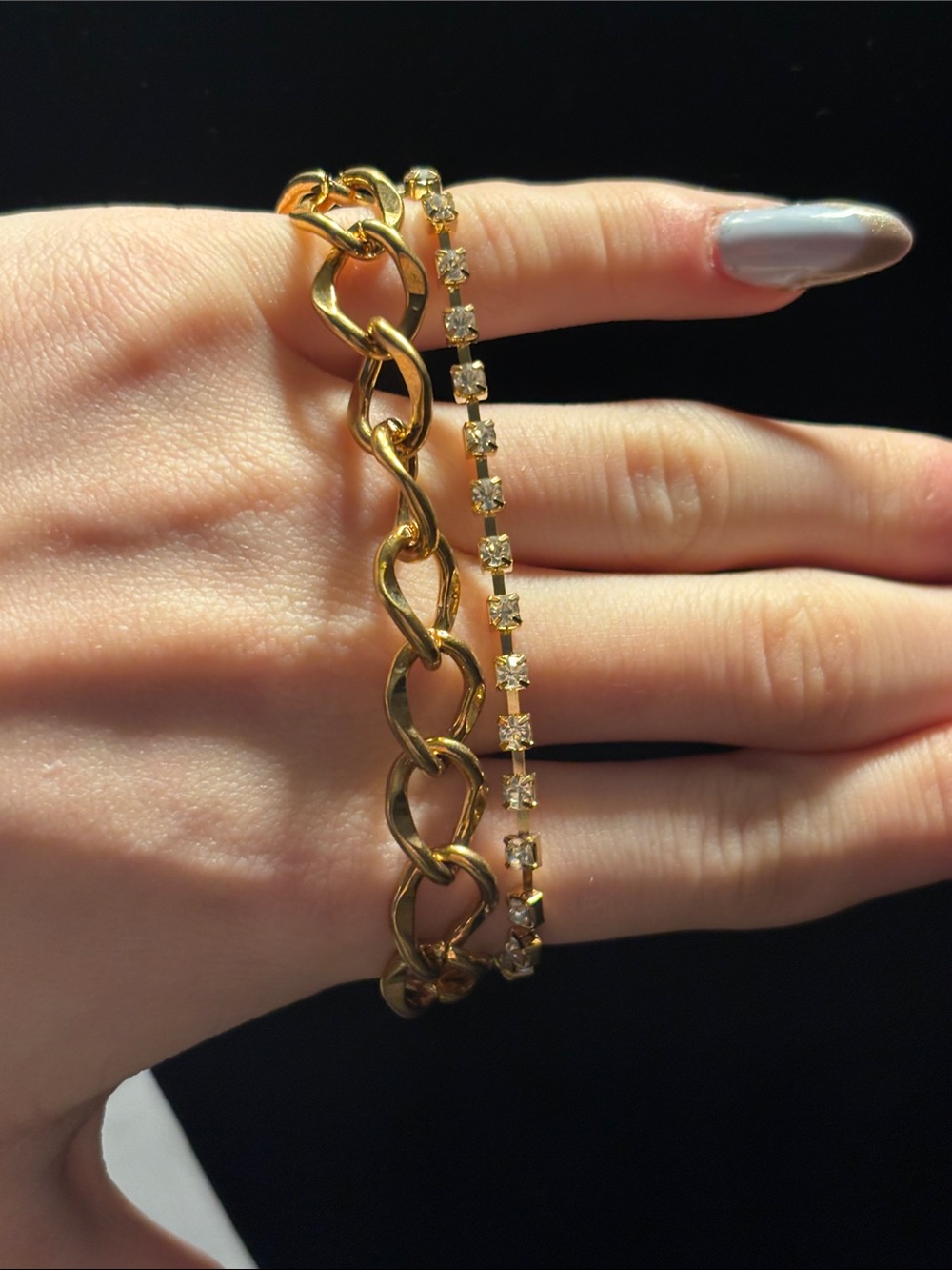 paparazzi Gold Link & Rhinestone Tennis Bracelet Duo
